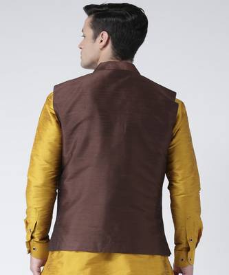DEYANN Brown Color Solid Ethanic Nehru Jacket 4