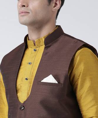 DEYANN Brown Color Solid Ethanic Nehru Jacket 5