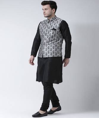 DEYANN Printed Silver Color Nehru Jacket with Kurta set 2