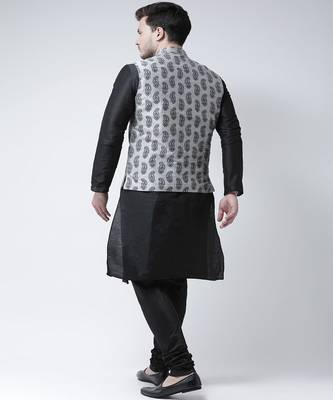 DEYANN Printed Silver Color Nehru Jacket with Kurta set 4