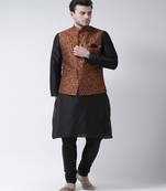 DEYANN Printed Copper Color Nehru Jacket with Kurta set