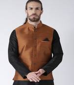 DEYANN Copper Color Solid Ethnic Nehru Jacket