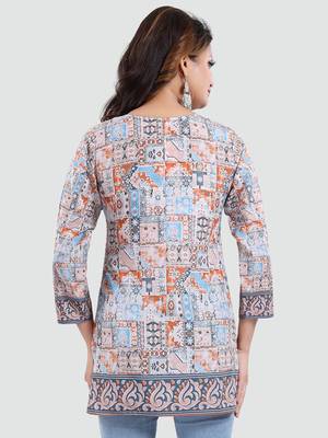 Multicolor printed crepe short-kurtis 3