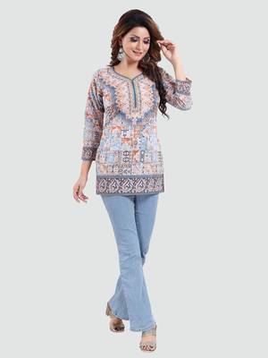 Multicolor printed crepe short-kurtis 5