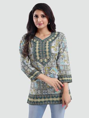 Multicolor printed crepe short-kurtis 1