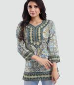 Multicolor printed crepe short-kurtis