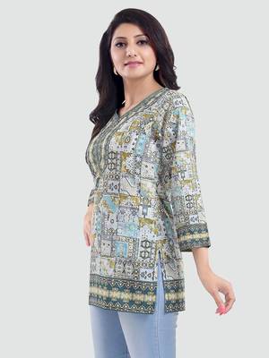 Multicolor printed crepe short-kurtis 2