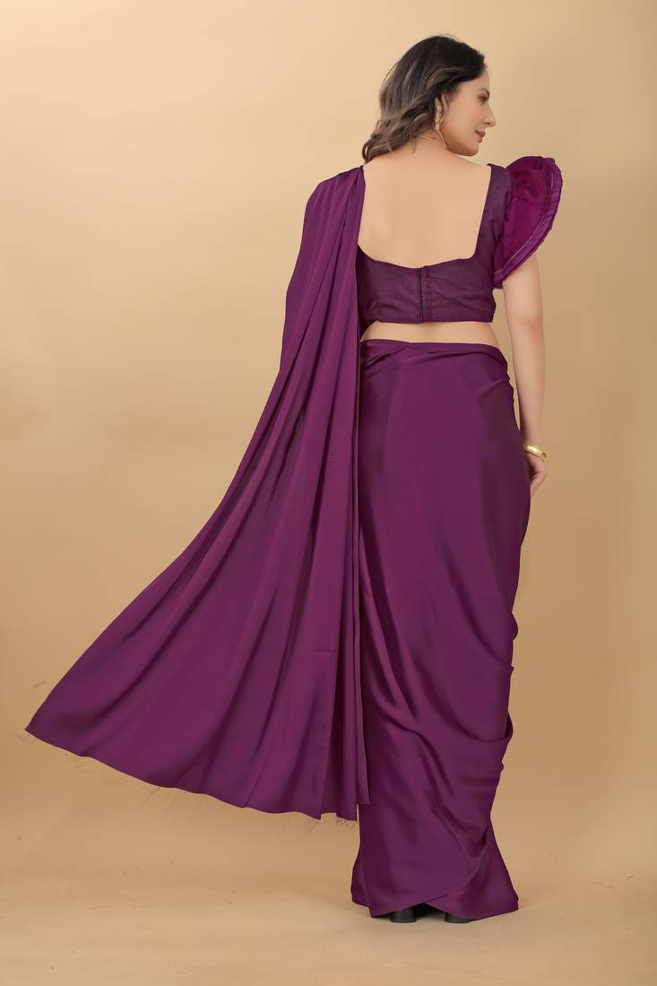 Fashion Kreza Women's Satin Silk Saree with Blouse Piece