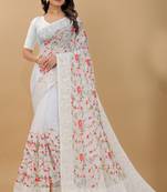 Fashion Kreza  Women's Cotton Thread Work Organza Saree with Blouse Blouse Piece