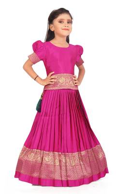 EVERWILLOW Girl's Pink Designer Readymade Lehenga Choli For Baby Girls 2