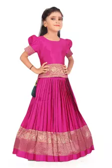 EVERWILLOW Girl's Pink Designer Readymade Lehenga Choli For Baby Girls