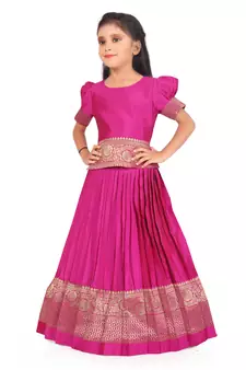 EVERWILLOW Girl's Pink Designer Readymade Lehenga Choli For Baby Girls