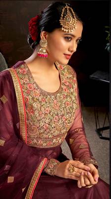 Maroon embroidered net salwar 3