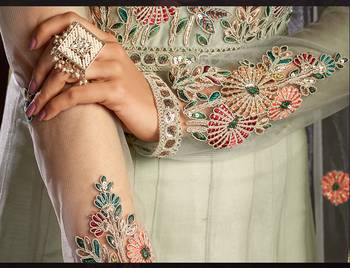 Light-sea-green embroidered net salwar 4