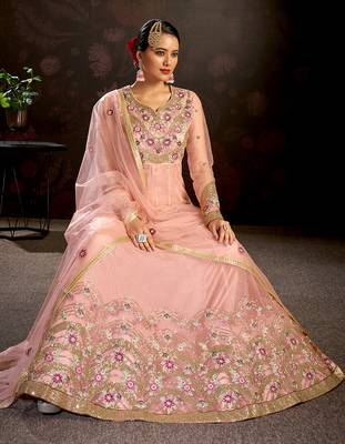 Light-pink embroidered net salwar 2