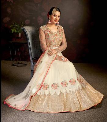Cream embroidered net salwar 2