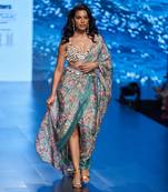 Tiffany Blue Tropical Saree