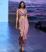 Salmon Pink dhoti skirt Set