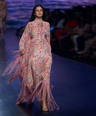 Salmon pink Soft berry fringed dress 1