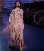 Salmon pink Soft berry fringed dress