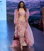 Dusty pink Ruched skirt top set