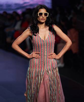 Macrame Salmon pink fringed dress 2