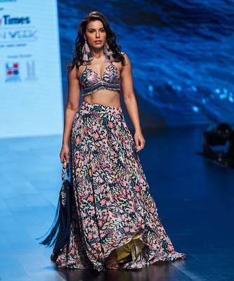 Persian blue Iris Tropical printed set 1