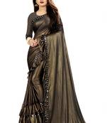 Brawn party wear Lace Border Women Saree