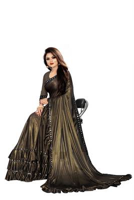 Brawn party wear Lace Border Women Saree 2