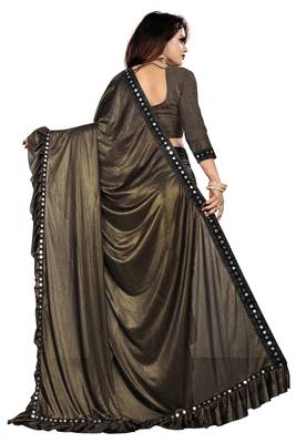 Brawn party wear Lace Border Women Saree 3