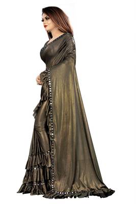 Brawn party wear Lace Border Women Saree 4
