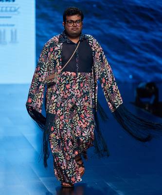 Persian blue Tropical printed shirt pant set 1