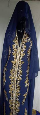 Navy Blue  Royal Islamic Kaftan Beach Fancy Modern Floor Length Long Sleeve For Women Dress 1