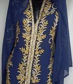 Navy Blue  Royal Islamic Kaftan Beach Fancy Modern Floor Length Long Sleeve For Women Dress