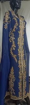Navy Blue  Royal Islamic Kaftan Beach Fancy Modern Floor Length Long Sleeve For Women Dress 2