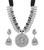 Black Thread Temple Motif Durga feminine necklace sets with earrings
