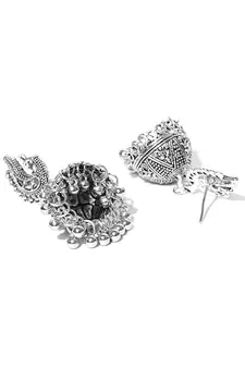 Black Thread Temple Motif Durga feminine necklace sets with earrings