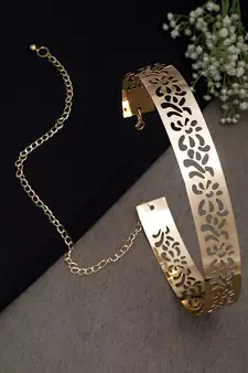  Golden plate shape carved adjustable kamarband waist belt or waistchain