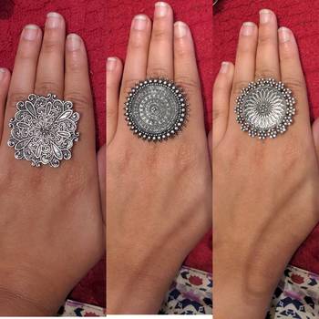 COMBO of 3 Designer Silver Plated Adjustable rings 	 1