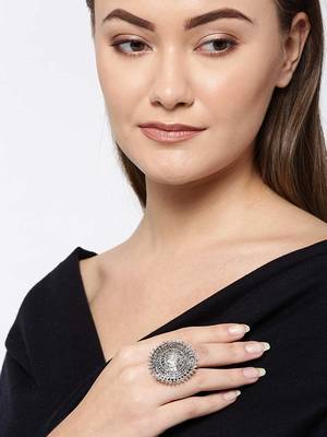 COMBO of 3 Designer Silver Plated Adjustable rings 	 2