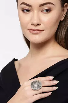 COMBO of 3 Designer Silver Plated Adjustable rings 	