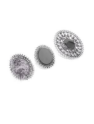 COMBO of 3 Designer Silver Plated Adjustable rings 	 4