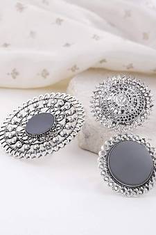 COMBO of 3 Designer Silver Plated Adjustable rings 	