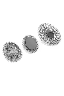 COMBO of 3 Designer Silver Plated Adjustable rings 	