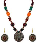 Designer Tribal Stone Work Necklace set with Earrings