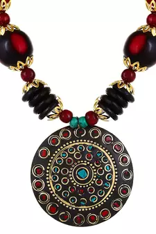 Designer Tribal Stone Work Necklace set with Earrings