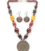Designer Tribal Stone Work Necklace set with Earrings