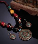 Designer Tribal Stone Work Necklace set with Earrings