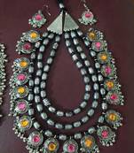 Deigner Silver Beaded Thred Layered Three line Rani haar necklace-sets