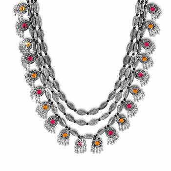 Deigner Silver Beaded Thred Layered Three line Rani haar necklace-sets 4